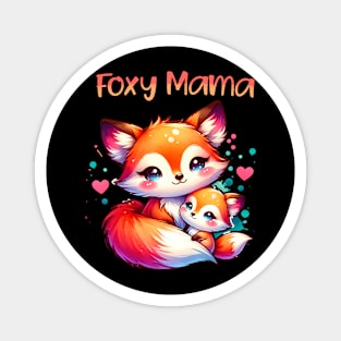 Foxy Mama Mother Daughter Fox Kit Cute Saying Mother'S Day Magnet